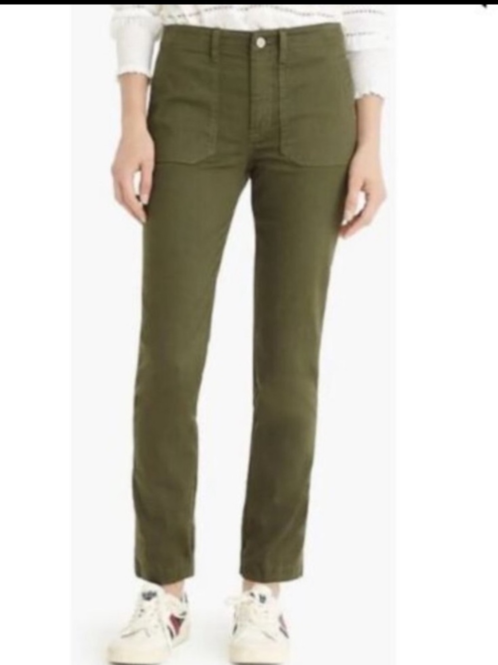 J. Crew Vintage Straight Cargo Pant in Olive Slub Sateen